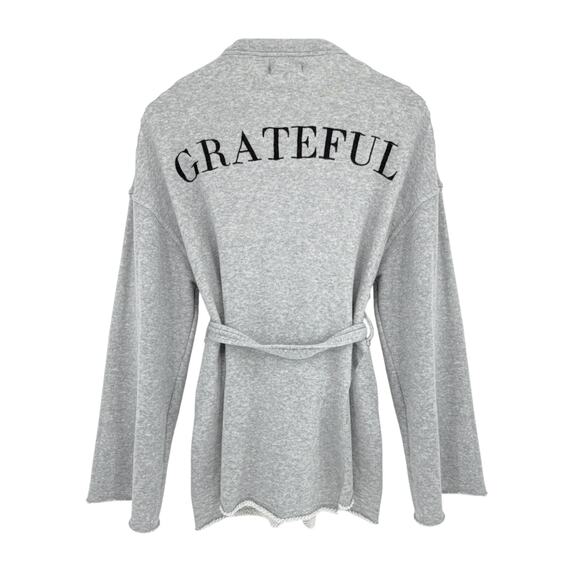SPIRITUAL GANGSTER Grateful Embroidered Wrap Kimono Sweatshirt XS - Picture 4 of 11
